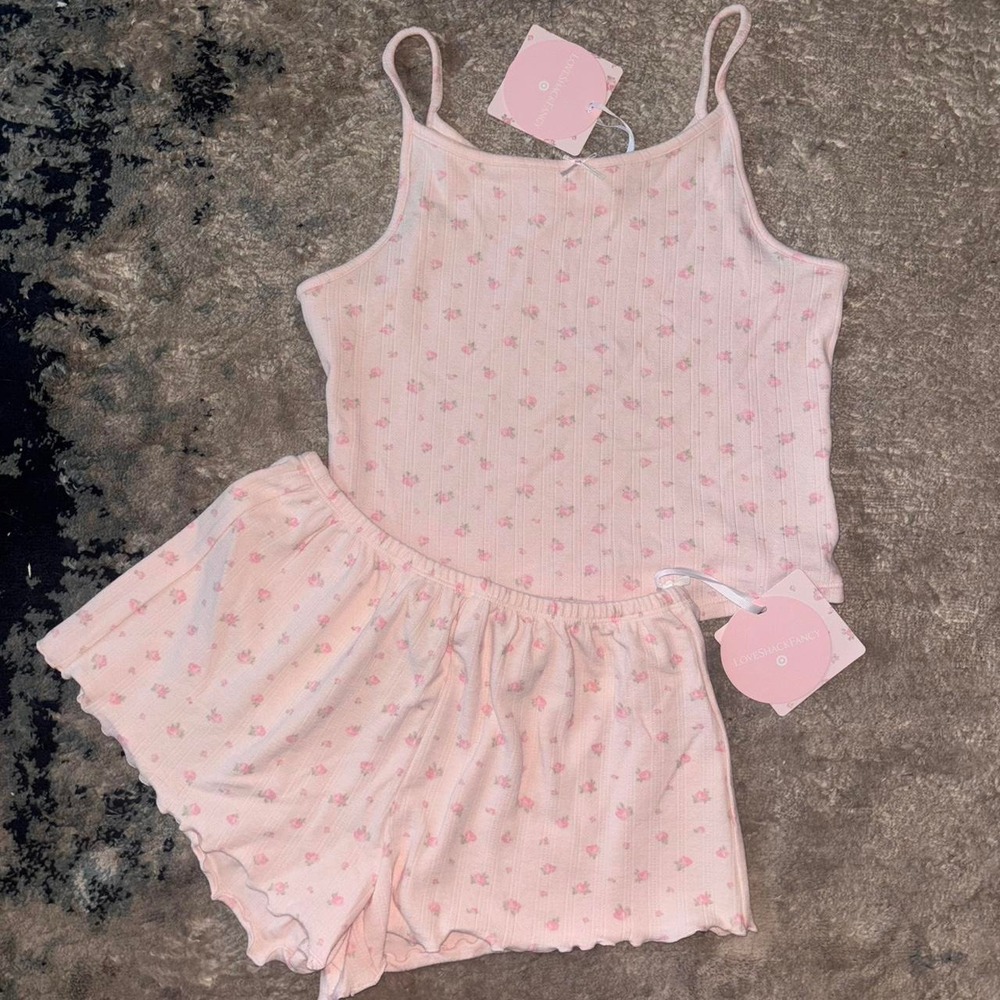 Pink floral lounge / matching pj set from Loveshackfancy in youth XXL